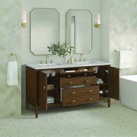 James Martin Vanities 60'' Double Vanity, Mid Century Walnut w/ 3 CM Victorian Silver Quartz Top 485-V60D-WLT-3VSL